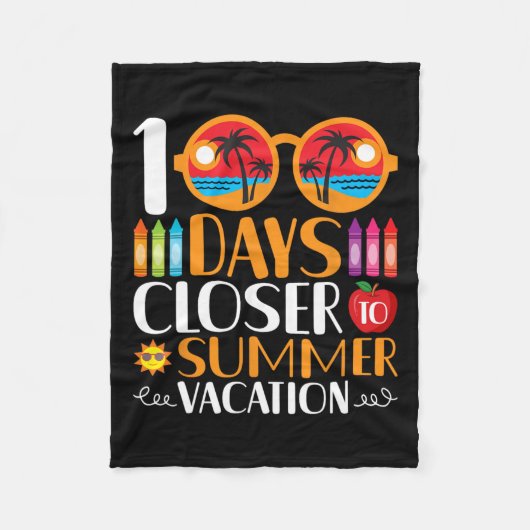 夏休みまであと100日 フリースブランケット (正面)