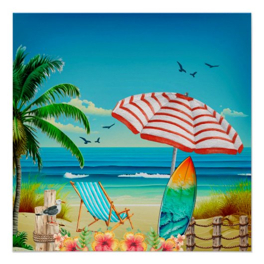 夏休みオンビーチくつろぎ ポスター (正面)