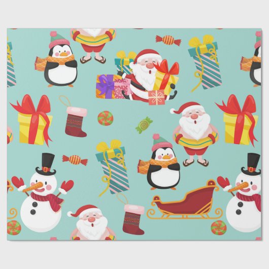 夏休みサンタそりクリスマス ラッピングペーパー (フラット)