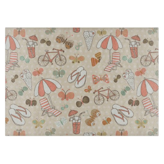 夏休みパターン カッティングボード (正面)