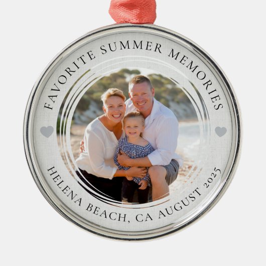 夏休みメモリーズファミリーフォトキープサケ メタルオーナメント (正面)
