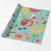 夏休み旅行トロピカルビーチ島かわいい ラッピングペーパー (アンロールド)