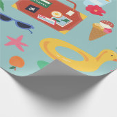 夏休み旅行トロピカルビーチ島かわいい ラッピングペーパー (角)