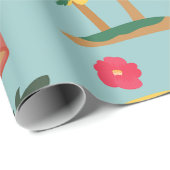 夏休み旅行トロピカルビーチ島かわいい ラッピングペーパー (ロールコーナー)