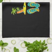 夏休み犬のプレゼント | newfieデザイン キッチンタオル (折り畳み)