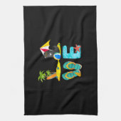 夏休み犬のプレゼント | newfieデザイン キッチンタオル (縦)