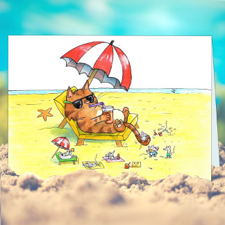 夏休み猫あいさつ カード