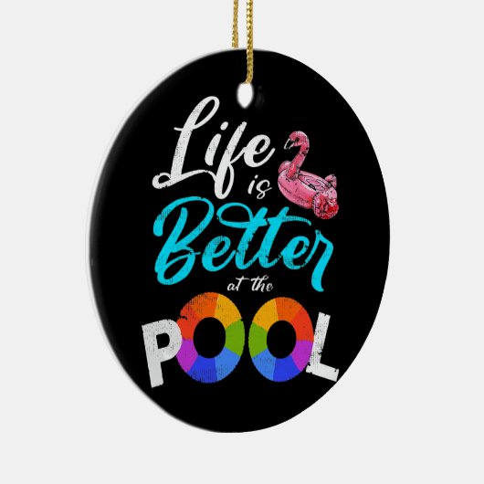 夏休み生活はプールフリップで良い セラミックオーナメント (右)