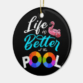 夏休み生活はプールフリップで良い セラミックオーナメント (左)