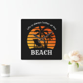 夏休み生活は常にビーチで良い スクエア壁時計 (ホーム)