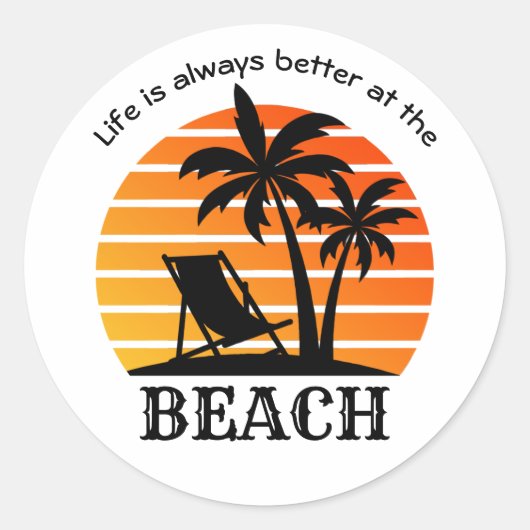 夏休み生活は常にビーチで良い ラウンドシール (正面)