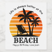 夏休み生活は常にビーチで良い ワインラベル (シングルラベル)