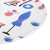 夏休み：ヤシの木パイナップルパターン カッティングボード (角)