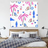 夏休み:ヤシの木パイナップルパターン キャンバスプリント (インサイチュ (寝室))