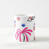 夏休み:ヤシの木パイナップルパターン コーヒーマグカップ (中央)