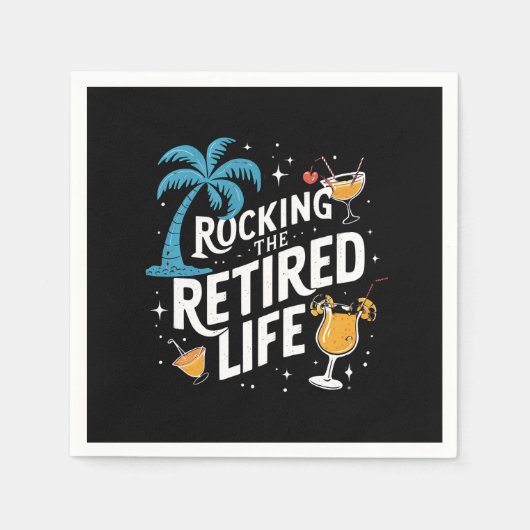 夏休退職したみ生活のおもしろい揺れ スタンダードカクテルナプキン (正面)