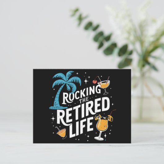 夏休退職したみ生活のおもしろい揺れ ポストカード (スタンド正面)