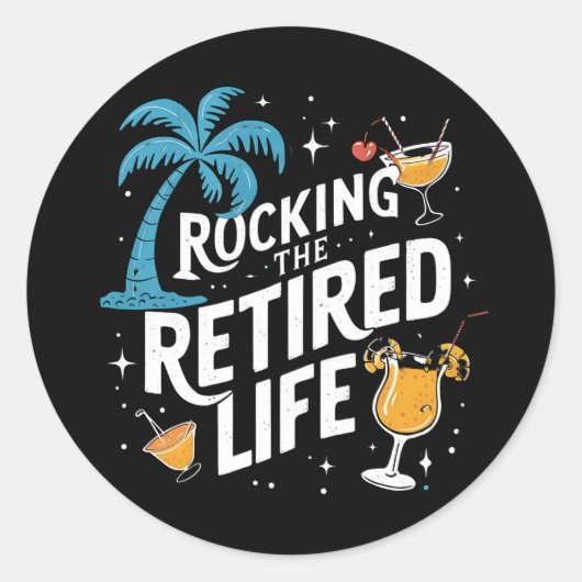 夏休退職したみ生活のおもしろい揺れ ラウンドシール (正面)