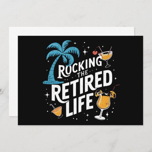 夏休退職したみ生活のおもしろい揺れ 招待状 (正面/裏面)