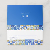 夏地中海ののモダンタイル折座席表 プレイスカード (外部開封)