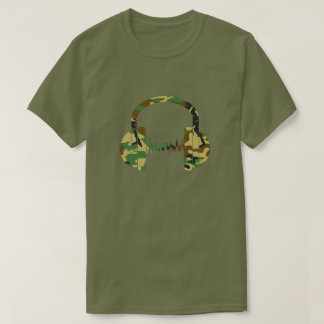 夏型迷彩柄型ヘッドホン Tシャツ