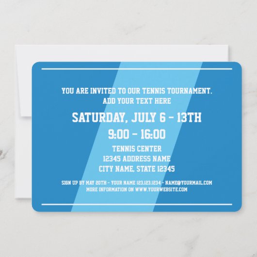 夏季テニスのトーナメント招待テンプレート 招待状 (裏面)