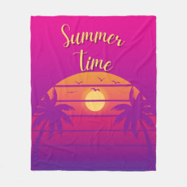 夏季ピンクグラデーションパープル フリースブランケット