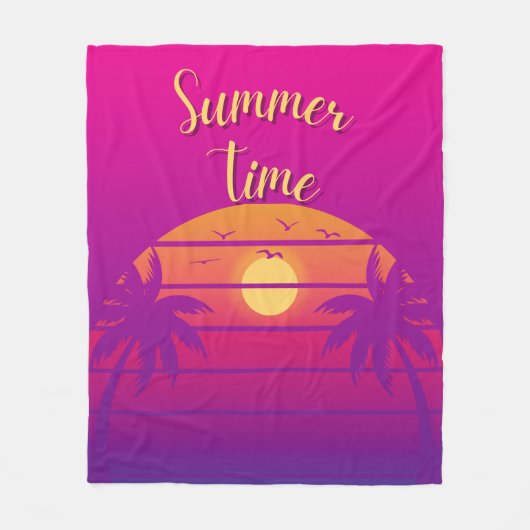 夏季ピンクグラデーションパープル フリースブランケット (正面)