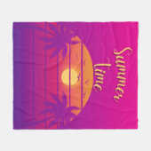 夏季ピンクグラデーションパープル フリースブランケット (正面(横))