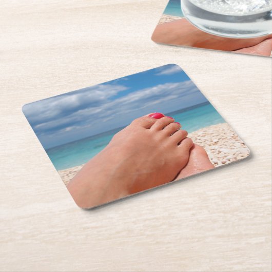 夏季休暇のコースター スクエアペーパーコースター (アングル)