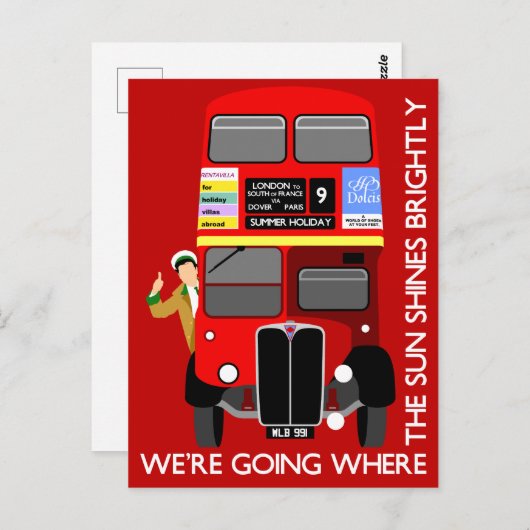 夏季休暇のロンドンの赤い二重デッカー映画バス ポストカード (正面/裏面)
