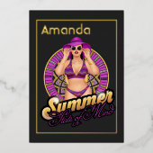 夏州の心のビーチ誕生日パーティーフォイルInv 箔招待状 (正面)