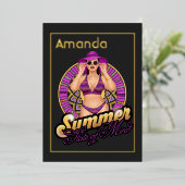 夏州の心のビーチ誕生日パーティーフォイルInv 箔招待状 (立ち正面)