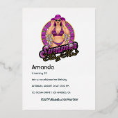 夏州の心のビーチ誕生日パーティーフォイルInv 箔招待状 (裏面)