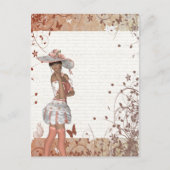 夏帽子をかぶった女の子 ポストカード (正面)