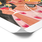 夏帽子サングラスフローラ壁紙 ポスター (角)