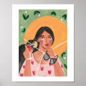 夏帽子サングラスフローラ壁紙 ポスター (正面)