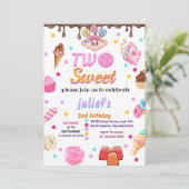 夏恋しく思可愛い子供の女の子2甘い2歳の誕生日 招待状 (スタンド正面)
