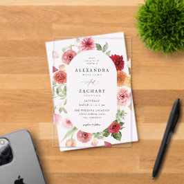 夏数々の色のフローラ結婚の2 アクリル招待状