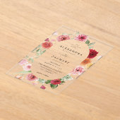 夏数々の色のフローラ結婚の2 アクリル招待状 (レイダウン)