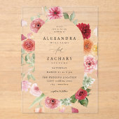 夏数々の色のフローラ結婚の2 アクリル招待状 (正面)