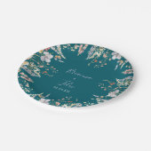 夏数々の色の山花結婚のケーキ ペーパープレート (アングル)