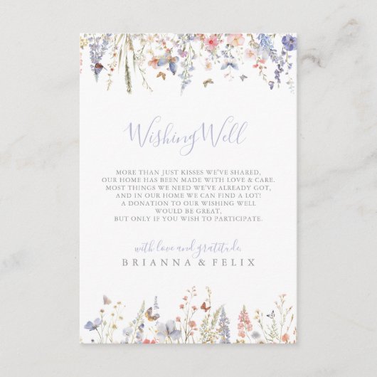 夏数々の色の山花結婚の願い事 エンクロージャーカード (正面)