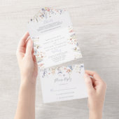 夏数々の色の野結婚花 オールインワン招待状 (貼ってはがせる)