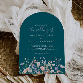 夏数々の色の野花が緑結婚の～ 招待状