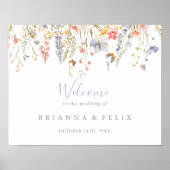 夏数々の色の野花の結婚歓迎サイン ポスター (正面)