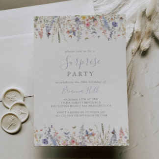夏数々の色の野花サプライズパーティー 招待状