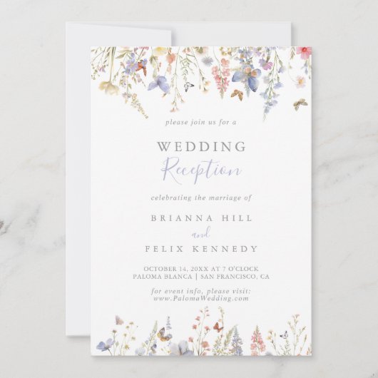 夏数々の色の野草結婚式 招待状 (正面)