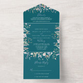 夏数々の色の野草緑結婚色 オールインワン招待状 (内側)