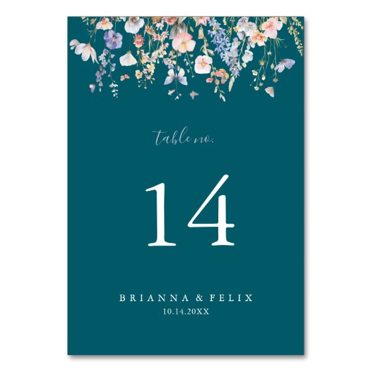 夏数々の色の野草緑結婚色 テーブルナンバー (正面)